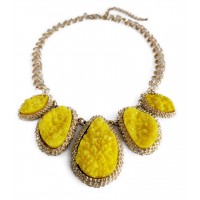 Yellow Mojova Geode Druzy Stone Bib Necklace